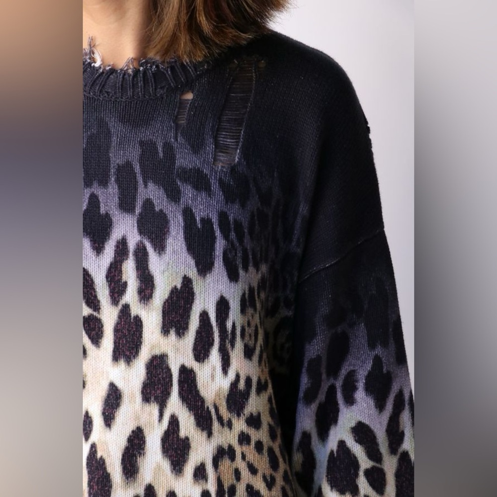 R13 100% Cotton Oversized Sweater in Faded Leopard Print Size Small VGUC - Picture 4 of 11